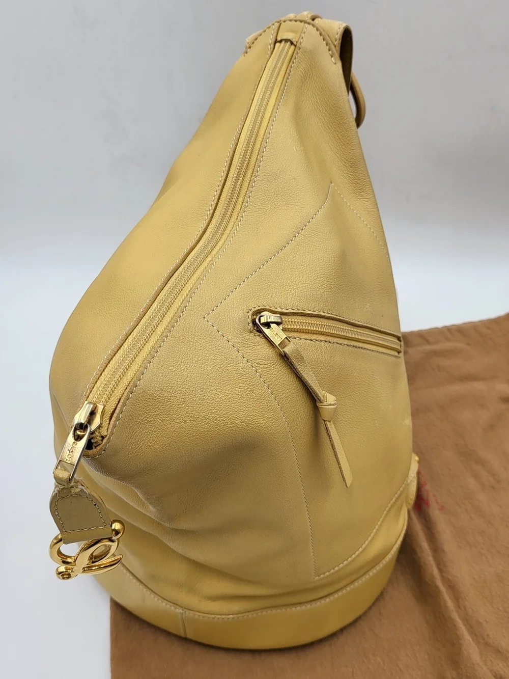 Loewe Anton Backpack-Shoulder in Pale Yellow Leather, Authentic w/COA